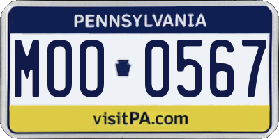 PA license plate MOO0567