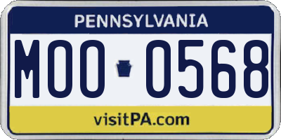 PA license plate MOO0568