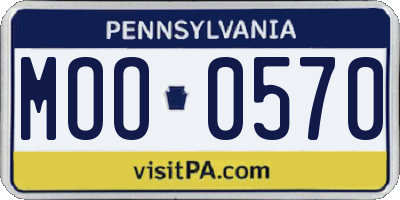PA license plate MOO0570