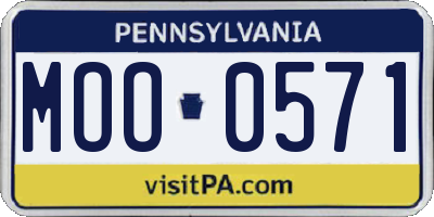 PA license plate MOO0571