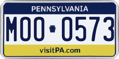 PA license plate MOO0573