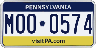 PA license plate MOO0574