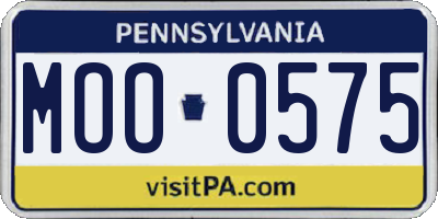 PA license plate MOO0575