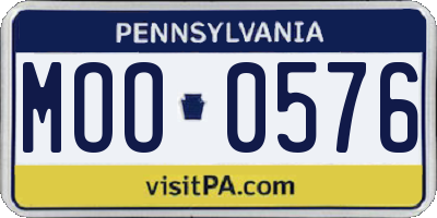 PA license plate MOO0576