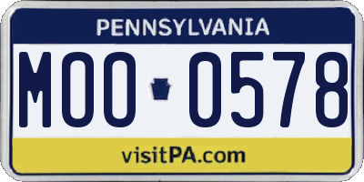 PA license plate MOO0578