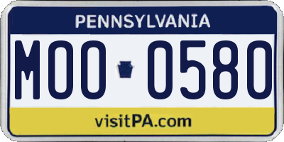 PA license plate MOO0580