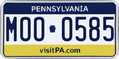 PA license plate MOO0585