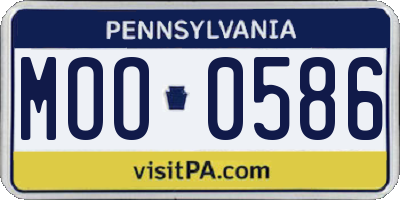 PA license plate MOO0586