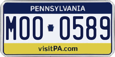 PA license plate MOO0589