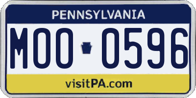 PA license plate MOO0596