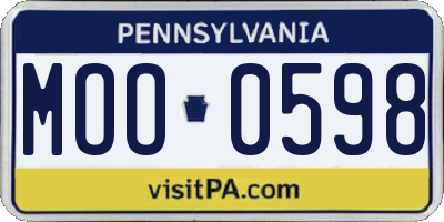 PA license plate MOO0598