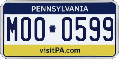 PA license plate MOO0599