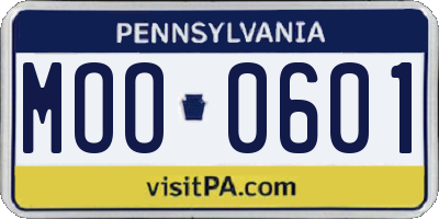 PA license plate MOO0601