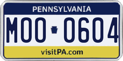 PA license plate MOO0604