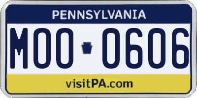 PA license plate MOO0606