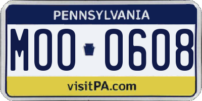 PA license plate MOO0608