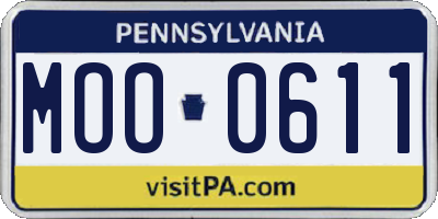 PA license plate MOO0611