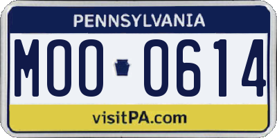 PA license plate MOO0614