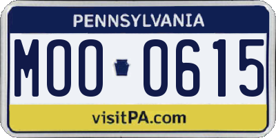 PA license plate MOO0615