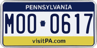 PA license plate MOO0617