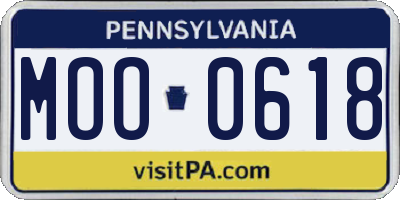 PA license plate MOO0618