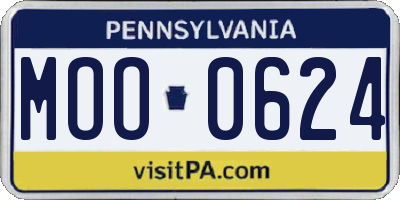 PA license plate MOO0624