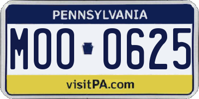 PA license plate MOO0625