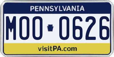 PA license plate MOO0626