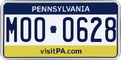 PA license plate MOO0628