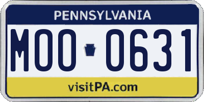PA license plate MOO0631