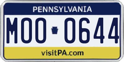 PA license plate MOO0644