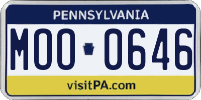 PA license plate MOO0646