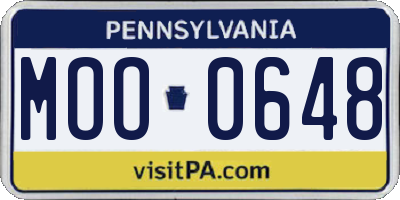 PA license plate MOO0648