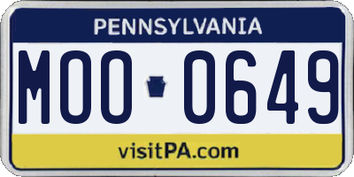 PA license plate MOO0649