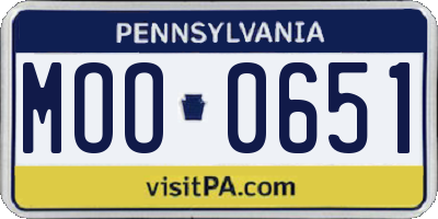 PA license plate MOO0651