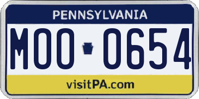 PA license plate MOO0654
