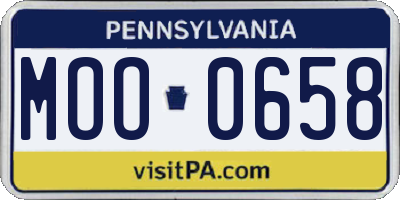 PA license plate MOO0658