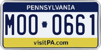 PA license plate MOO0661