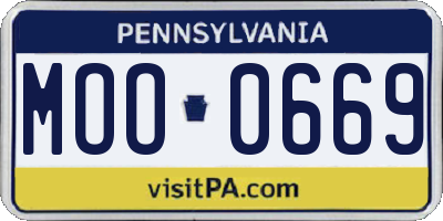 PA license plate MOO0669