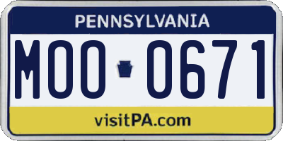 PA license plate MOO0671
