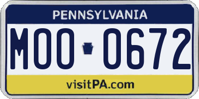 PA license plate MOO0672