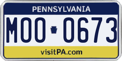 PA license plate MOO0673