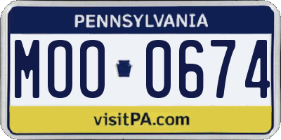 PA license plate MOO0674