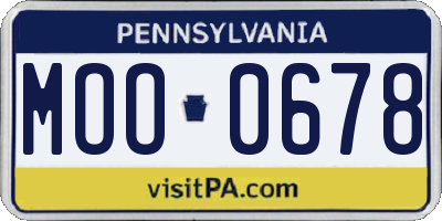 PA license plate MOO0678