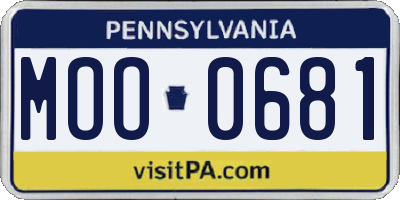 PA license plate MOO0681