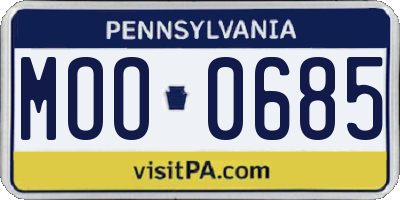 PA license plate MOO0685