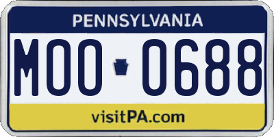 PA license plate MOO0688