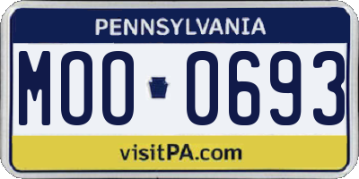 PA license plate MOO0693