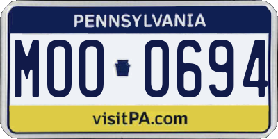 PA license plate MOO0694