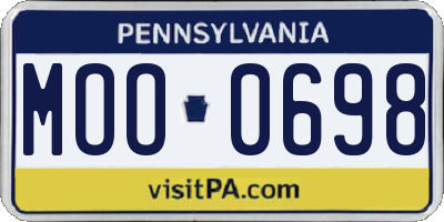 PA license plate MOO0698